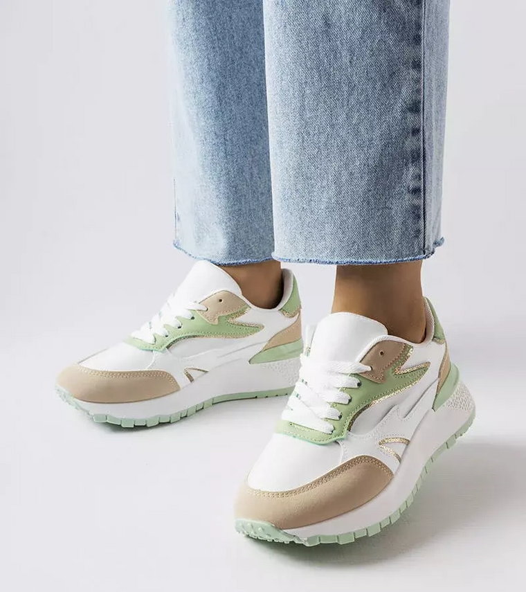 Biało-zielone sneakersy Batilda