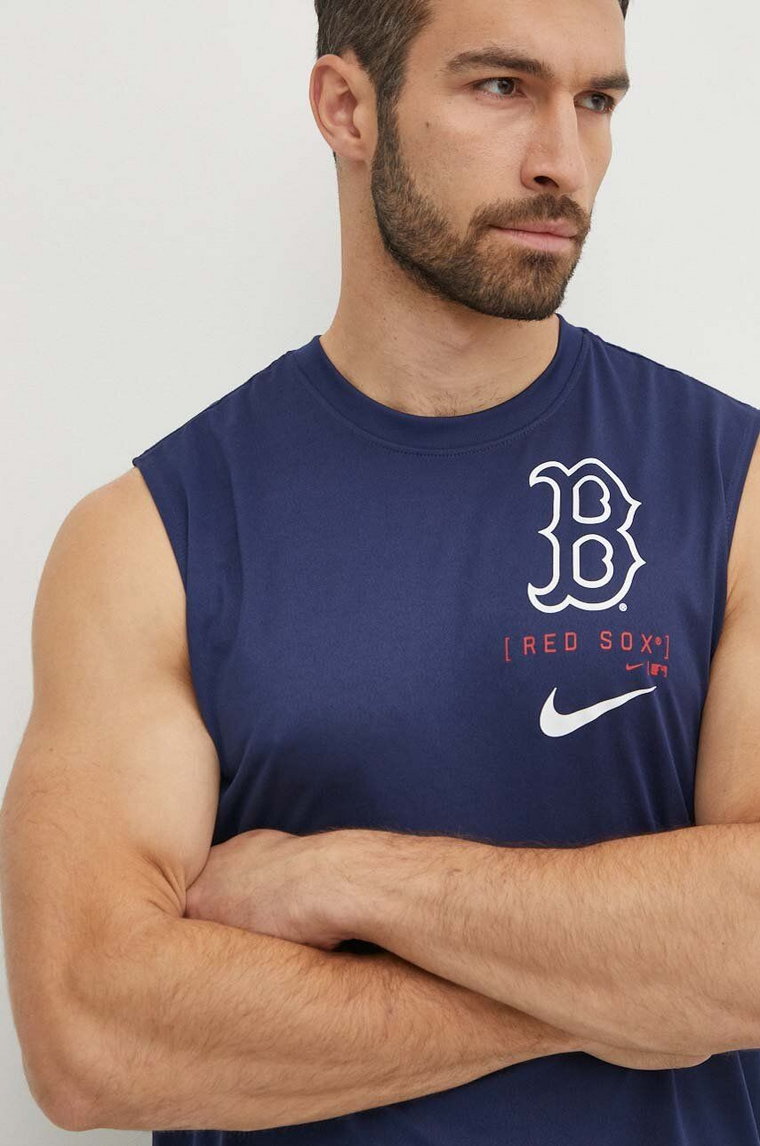 Nike t-shirt treningowy Boston Red Sox kolor granatowy