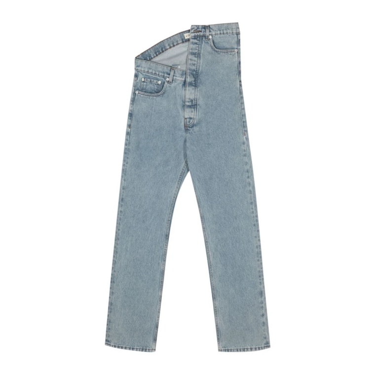 Lodowato niebieskie asymetryczne jeansy Y/Project
