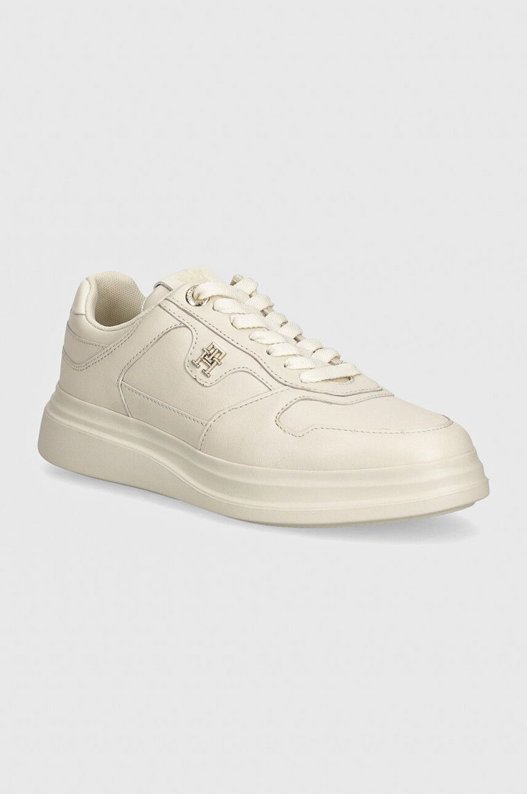 Tommy Hilfiger sneakersy skórzane LUX POINTY COURT SNEAKER kolor beżowy FW0FW07991