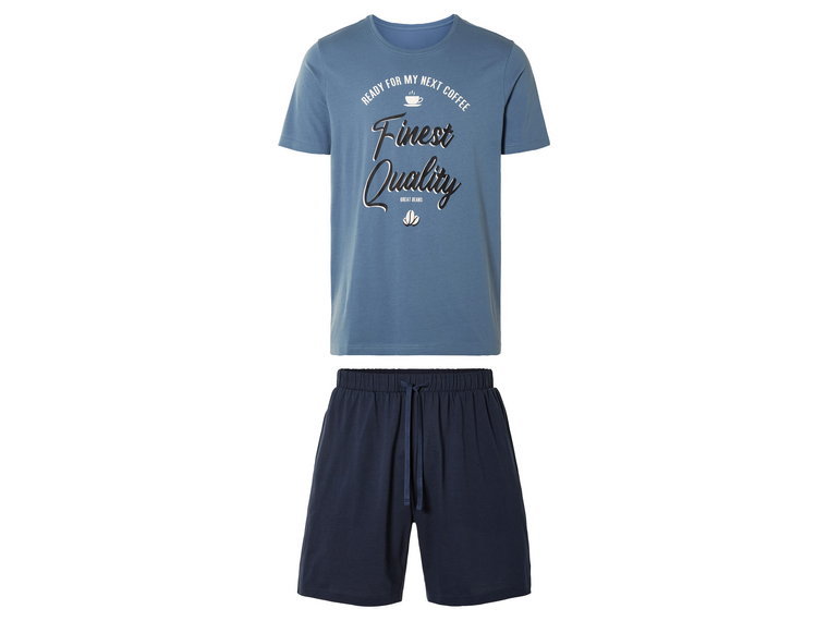LIVERGY Piżama męska z bawełną (t-shirt + szorty) (M (48/50), Niebieski)