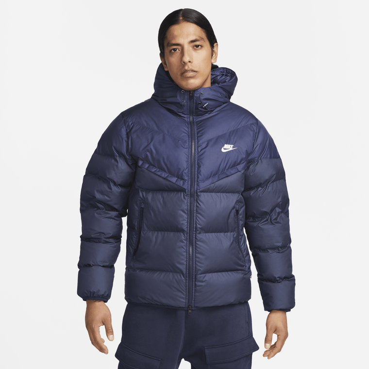 Męska kurtka puchowa z kapturem Storm-FIT Nike Windrunner PrimaLoft - Biel