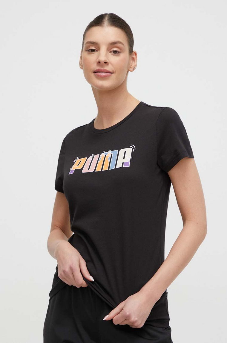 Puma t-shirt bawełniany damski kolor czarny 679916