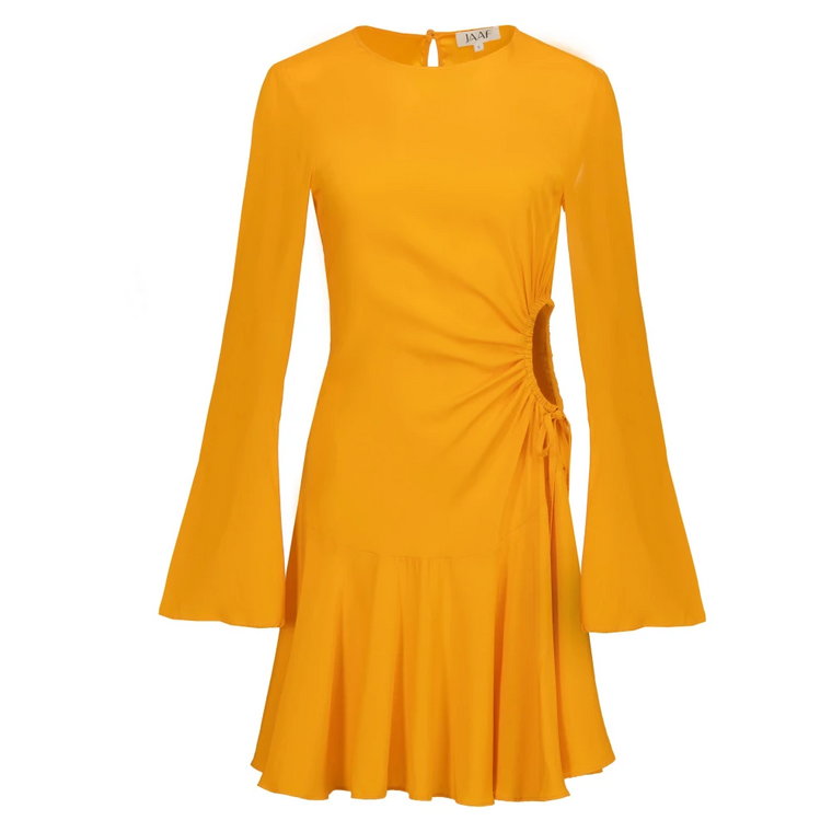 Jedwabna Sukienka z Pomarańczowymi Wycięciami Jaaf
