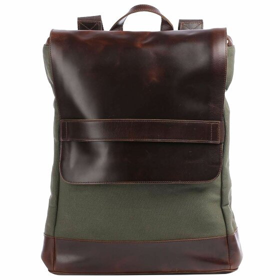 Buckle & Seam Annelotte Plecak Skórzany 40 cm Komora na laptopa green-brown