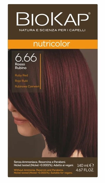 Biokap Nutricolor Farba do włosów 6.66 Rubinowa Czerwień 140 ml