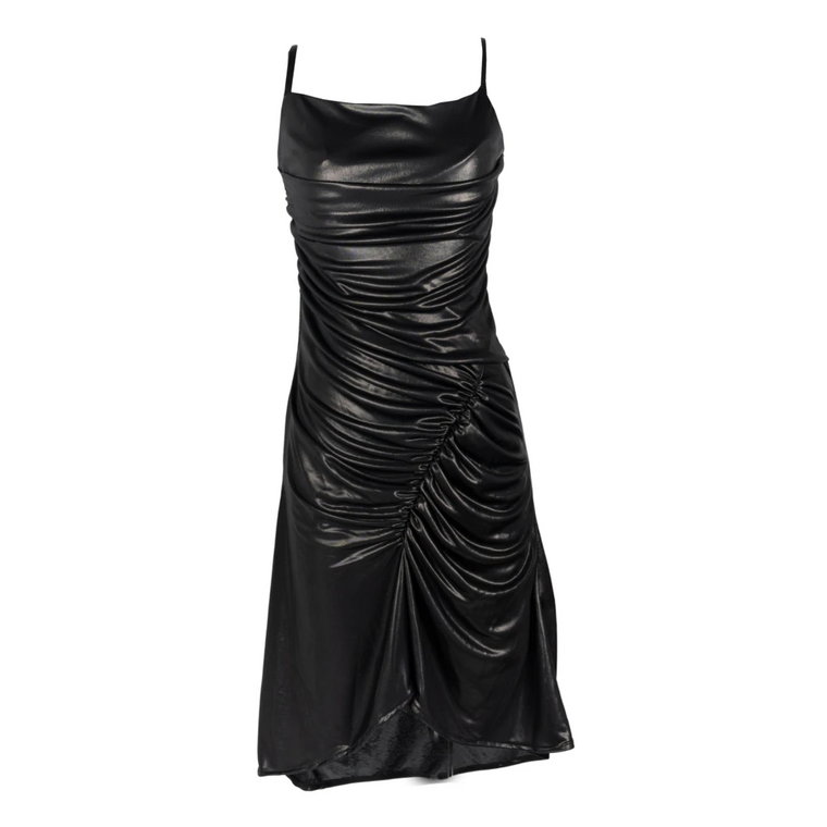 Czarna Plisowana Sukienka z Draperią Marine Serre