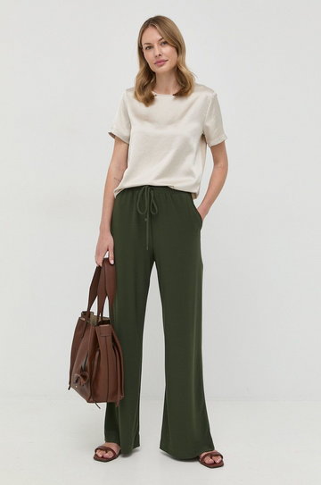 Max Mara Leisure spodnie damskie kolor zielony proste high waist