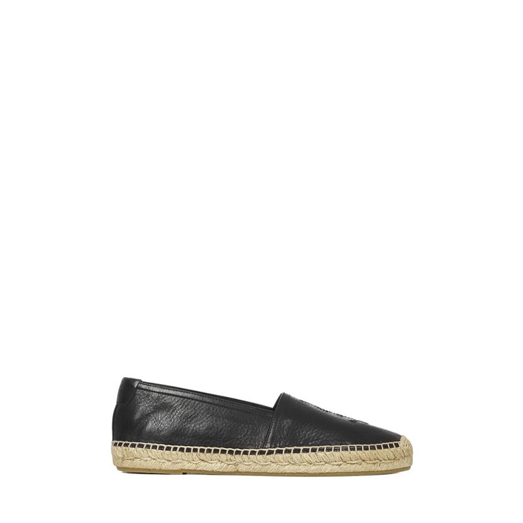 Czarne Skórzane Espadryle Saint Laurent