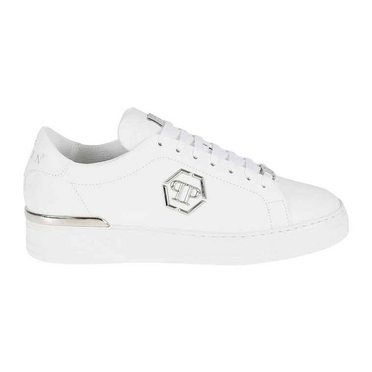 Białe skórzane buty Lo-Top Hexagon Philipp Plein