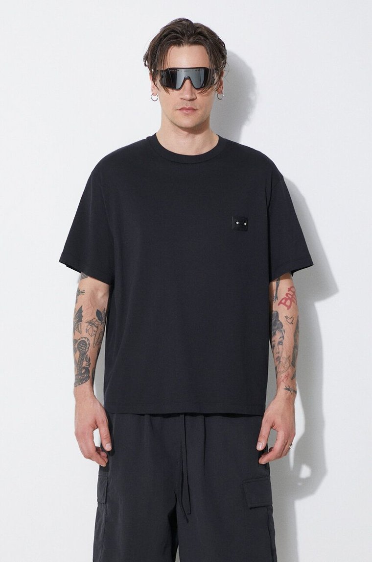 Neil Barrett t-shirt bawełniany Slim Dropped Shoulder Pierced Nipple męski kolor czarny z aplikacją MY70144A-Y518-001N