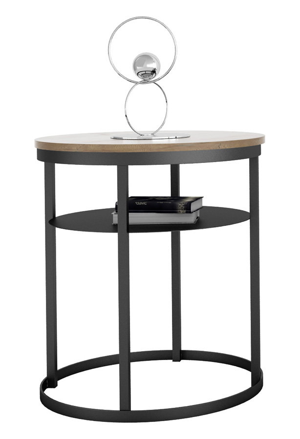 Dwupoziomowy stolik kawowy loft dąb lancelot + czarny - Gorbi 4X
