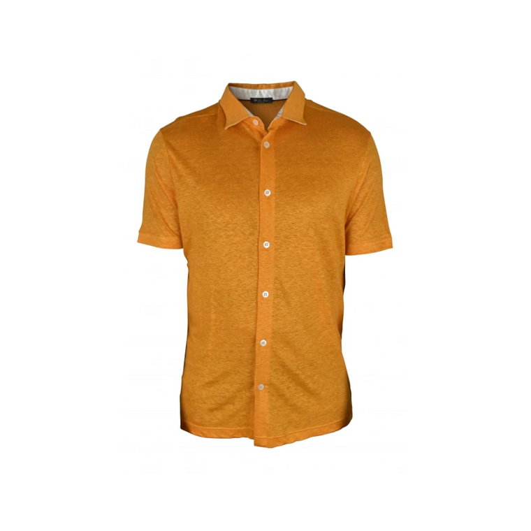 Podnieś swój Letni Styl z Tą Żywo Pomarańczową Koszulą z Lnu Loro Piana