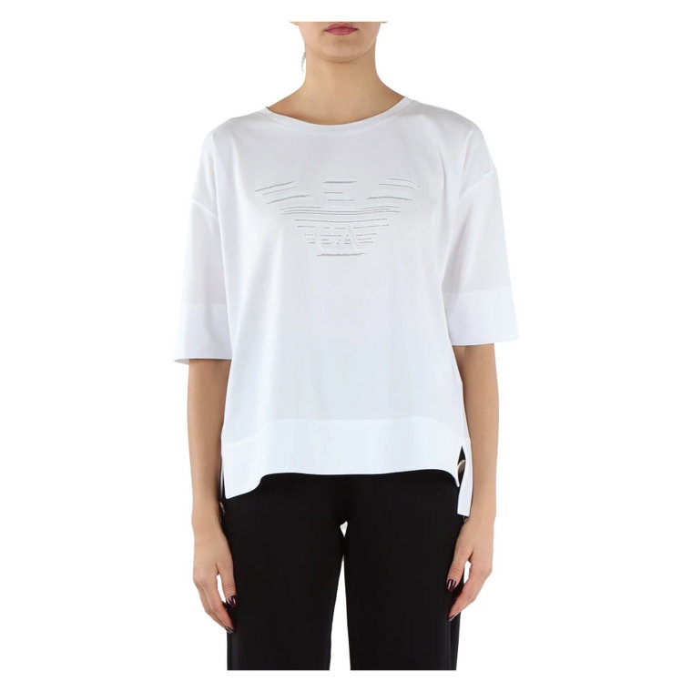 Oversize T-shirt z haftowanym logo Emporio Armani