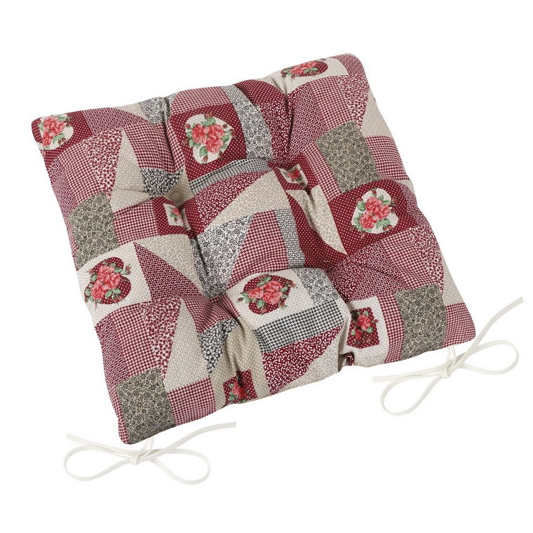 Bellatex Siedzisko EMA pikowane Patchwork bordo, 40 x 40 cm