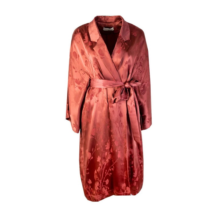 Red Allover printed robe Trench coat Lardini