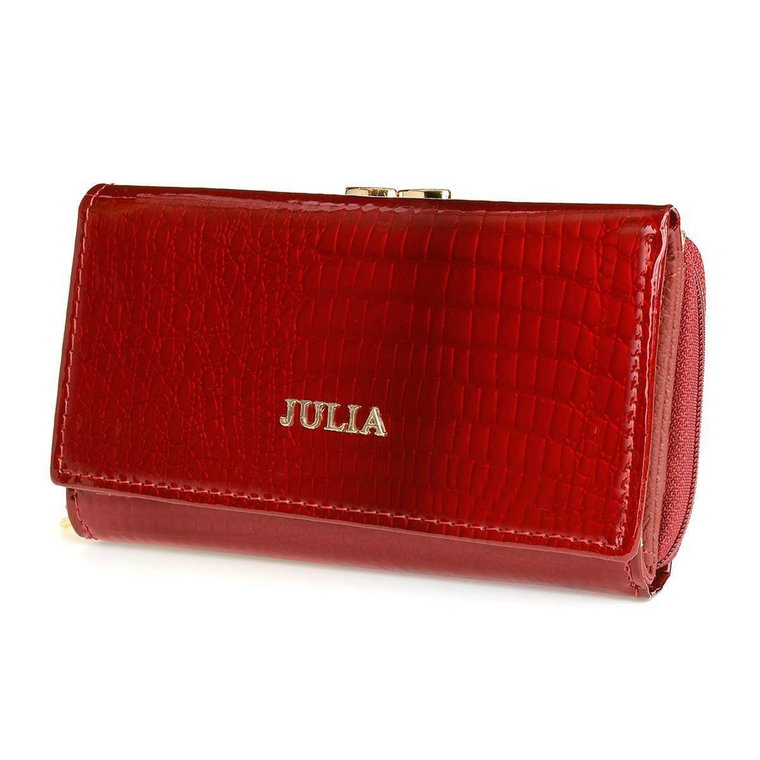 Czerwony Julia Rosso damski portfel skórzany RFID czerwony