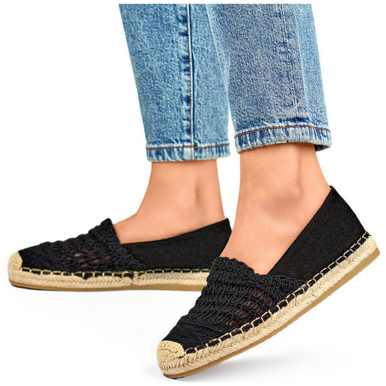 Czarne espadryle damskie plecione czarne espadryle klasyczne