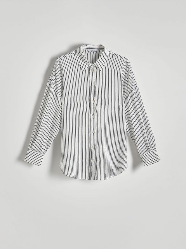 Reserved - Koszula w paski - złamana biel