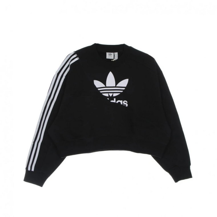 Czarny Krótki Sweter z Okrągłym Dekoltem - Kolekcja Streetwear Adidas