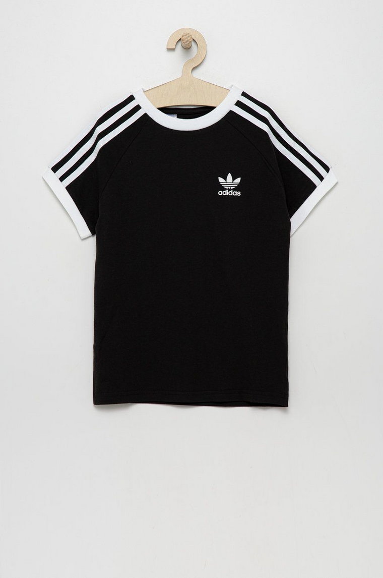 adidas Originals t-shirt bawełniany dziecięcy kolor czarny z aplikacją