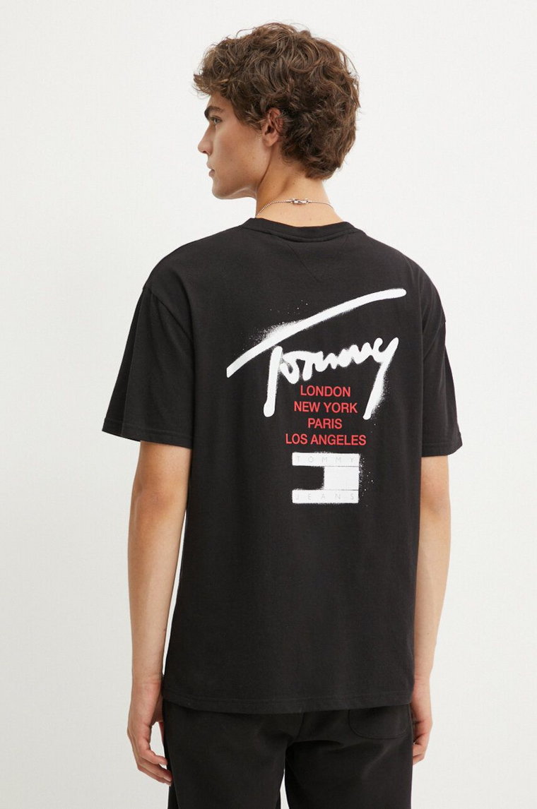 Tommy Jeans t-shirt męski kolor czarny z nadrukiem DM0DM18529