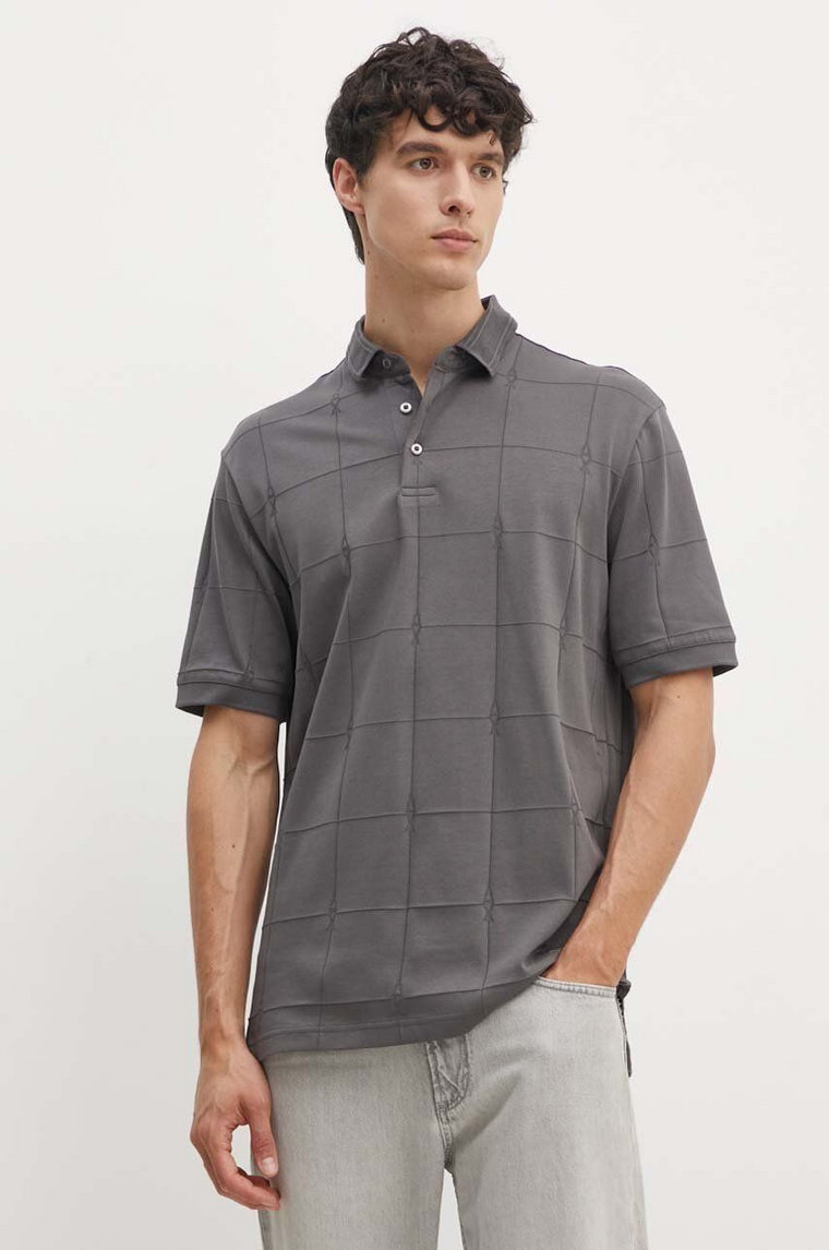 Armani Exchange polo bawełniane kolor szary gładki 6DZFLJ ZJ2ZZ