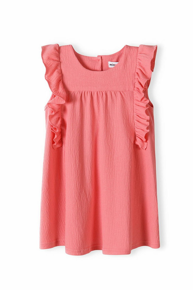 Różowa sukienka letnia dla niemowlaka z falbankami