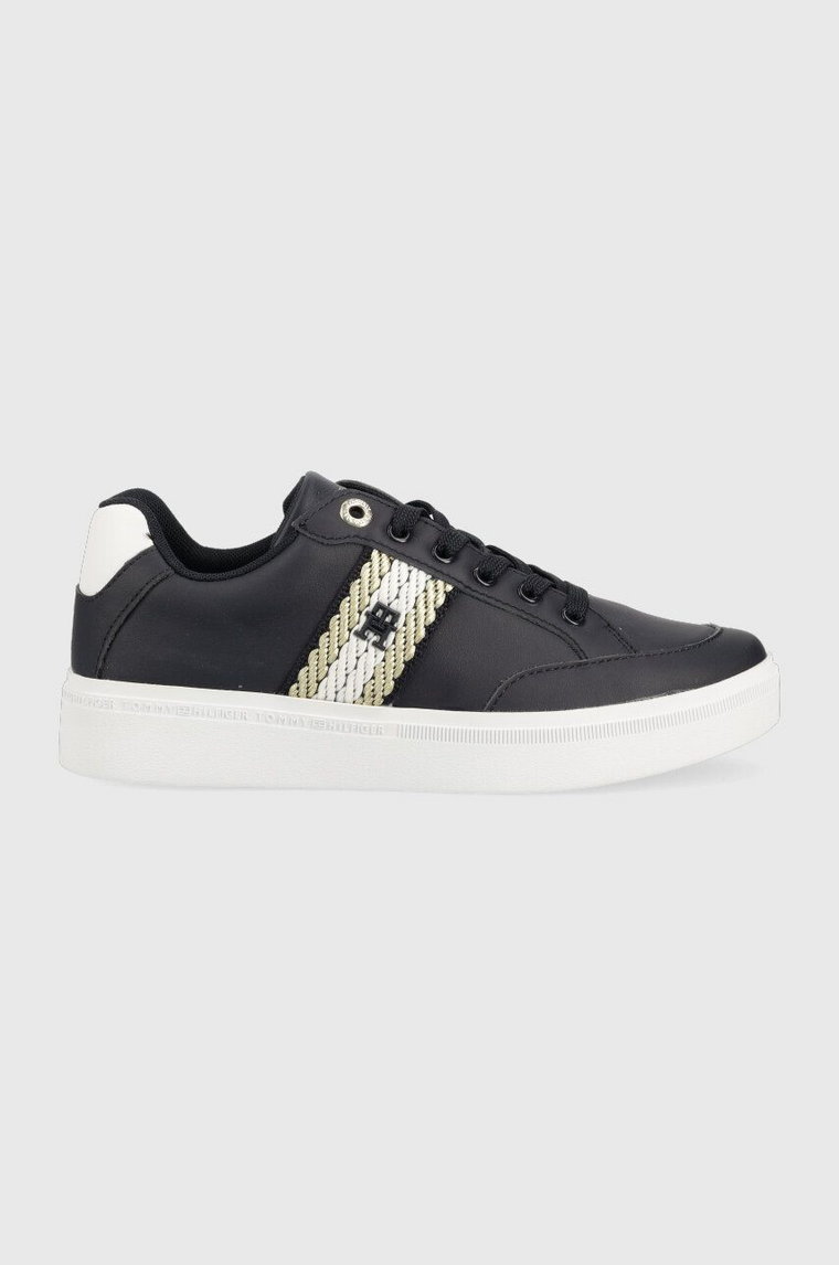 Tommy Hilfiger sneakersy skórzane COURT SNEAKER WITH WEBBING kolor granatowy FW0FW07106