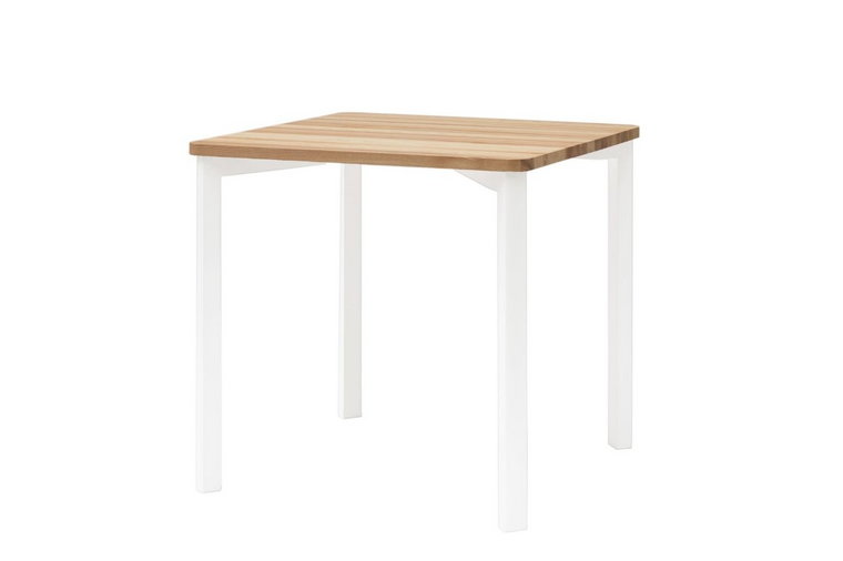 Stół Jesionowy TRIVENTI 80x80cm - Białe Zaokrąglone Nogi