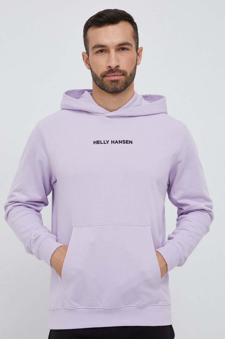 Helly Hansen bluza męska kolor fioletowy z kapturem z aplikacją 53924-699