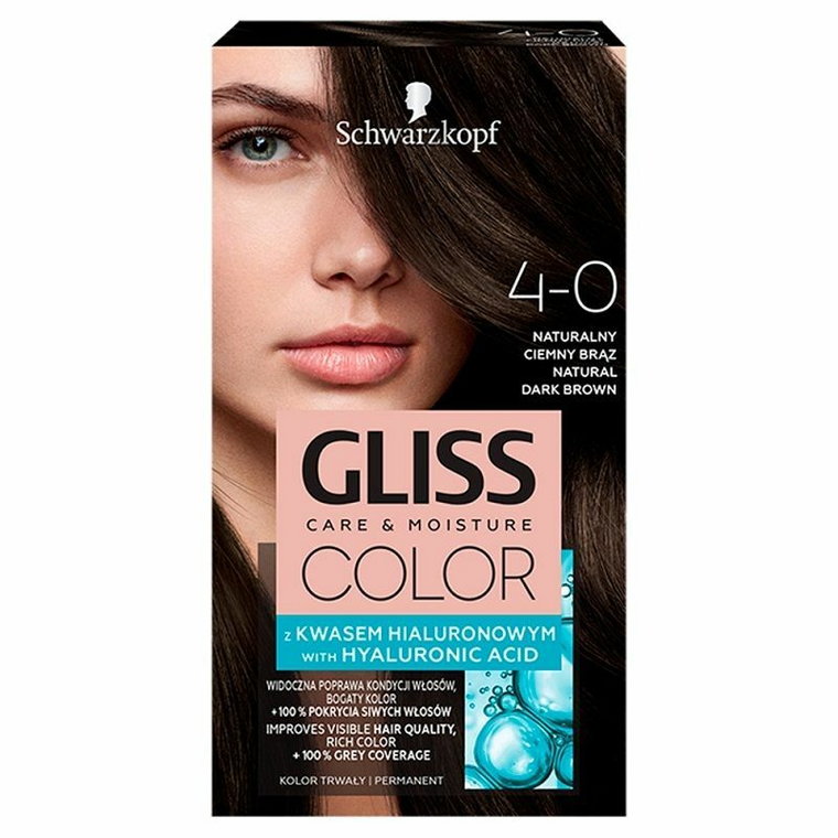 Gliss Color 4-0 Naturalny Ciemny Brąz - farba do włosów 1szt.