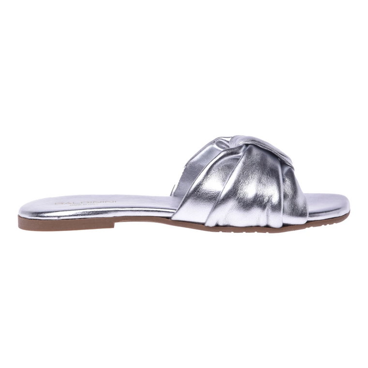 Slippers in silver laminated nappa leather Baldinini