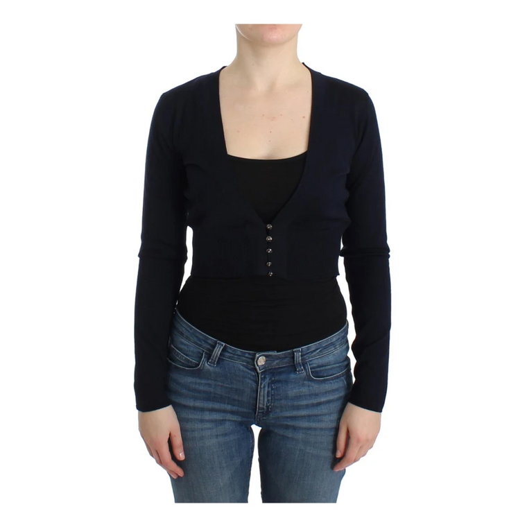 Black cropped wool cardigan Roberto Cavalli