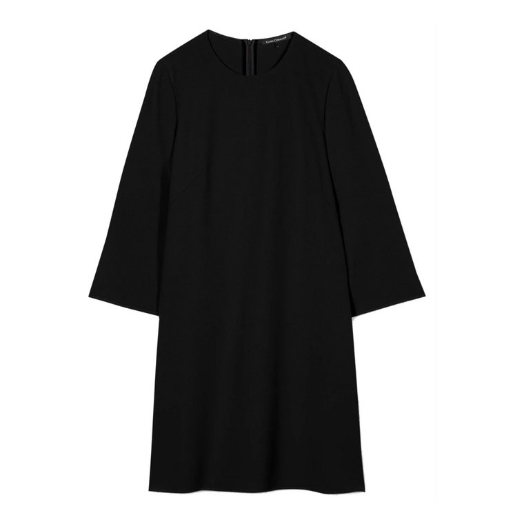 Czarna sukienka z technicznego jedwabiu Crepe Luisa Cerano