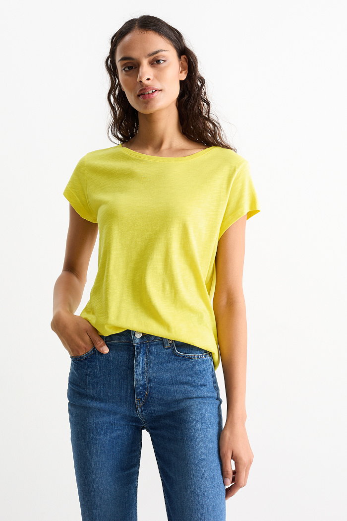 C&A T-shirt basic, żółty, Rozmiar: S