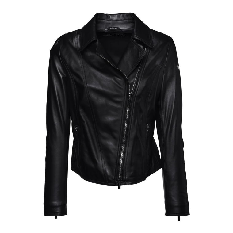Czarny nappa leather jacket Baldinini