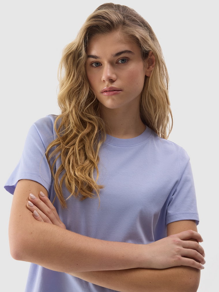T-shirt gładki z bawełną organiczną damski - niebieski