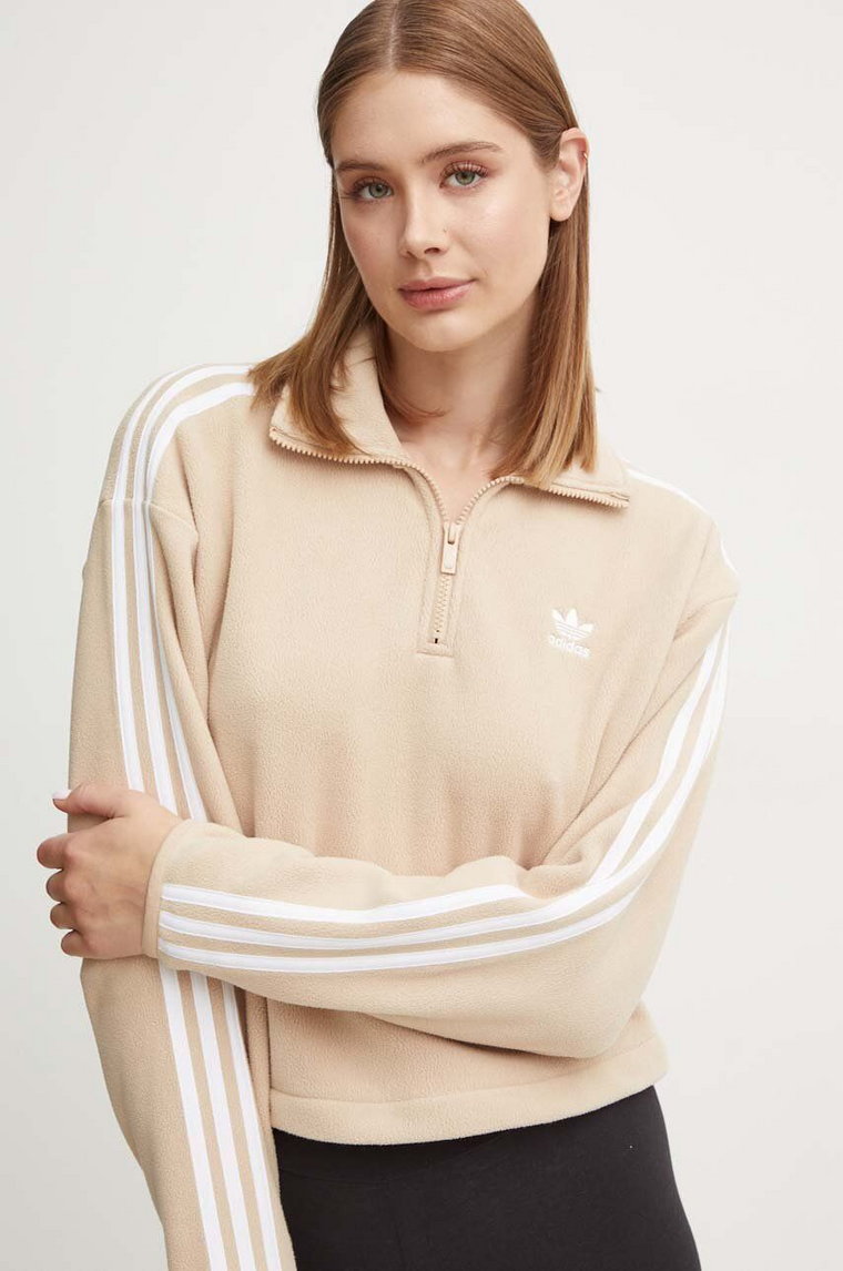 adidas Originals bluza polarowa Polarf Half Zip kolor beżowy z aplikacją IY7267