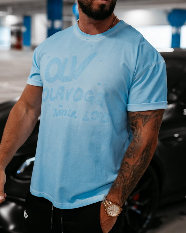 T-shirt męski OLAVOGA ETCHER MEN błękit