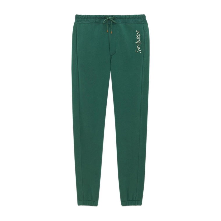 Zielone bawełniane spodnie dresowe z ukrytym zapięciem Saint Laurent