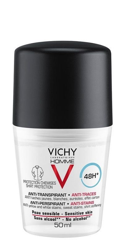 Vichy Homme Deo - antyperspirant roll-on przeciw śladom 48h 50ml