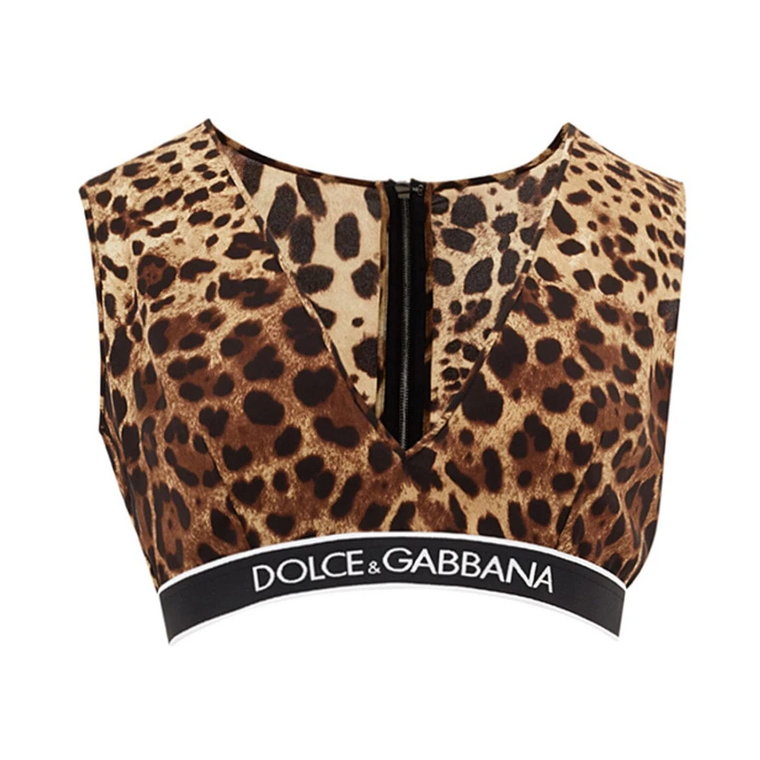 Brązowy Topy z Wzorem Lamparta Dolce & Gabbana