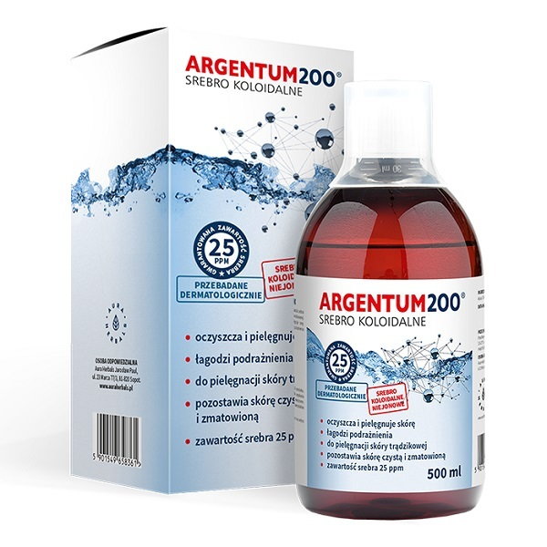 Argentum200 (25 ppm) Srebro Koloidalne Tonik  500 ml