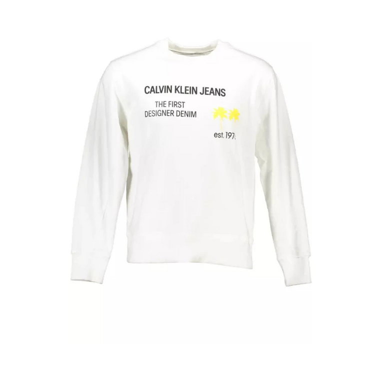 Biała Bawełniana Bluza z Nadrukiem Logo Calvin Klein