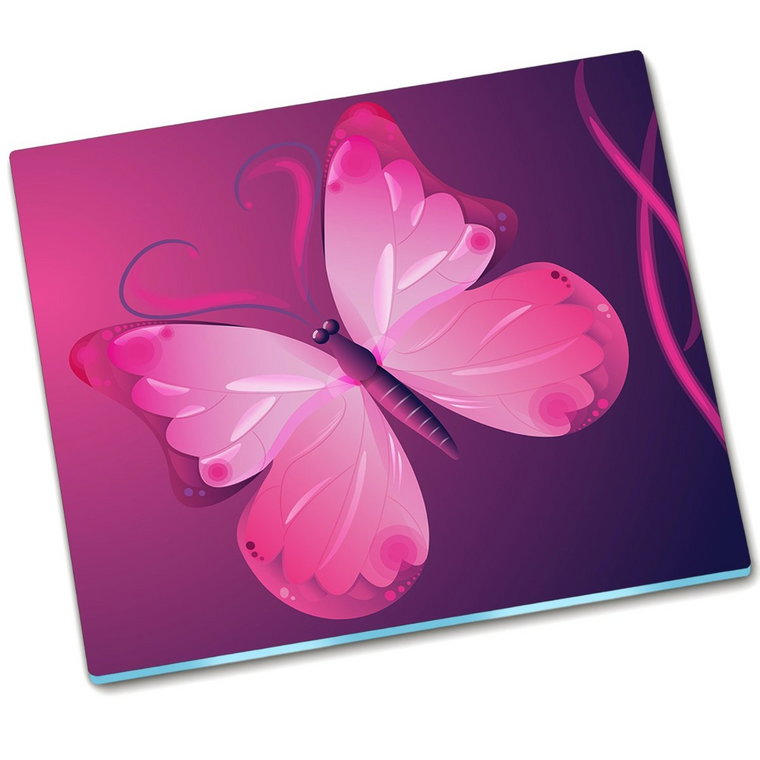 Osłona kuchenna szklana Różowy motyl - 60x52 cm