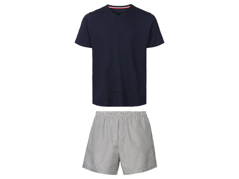 LIVERGY Piżama męska z bawełny (t-shirt + szorty) (S (44/46), Granatowy/biały)