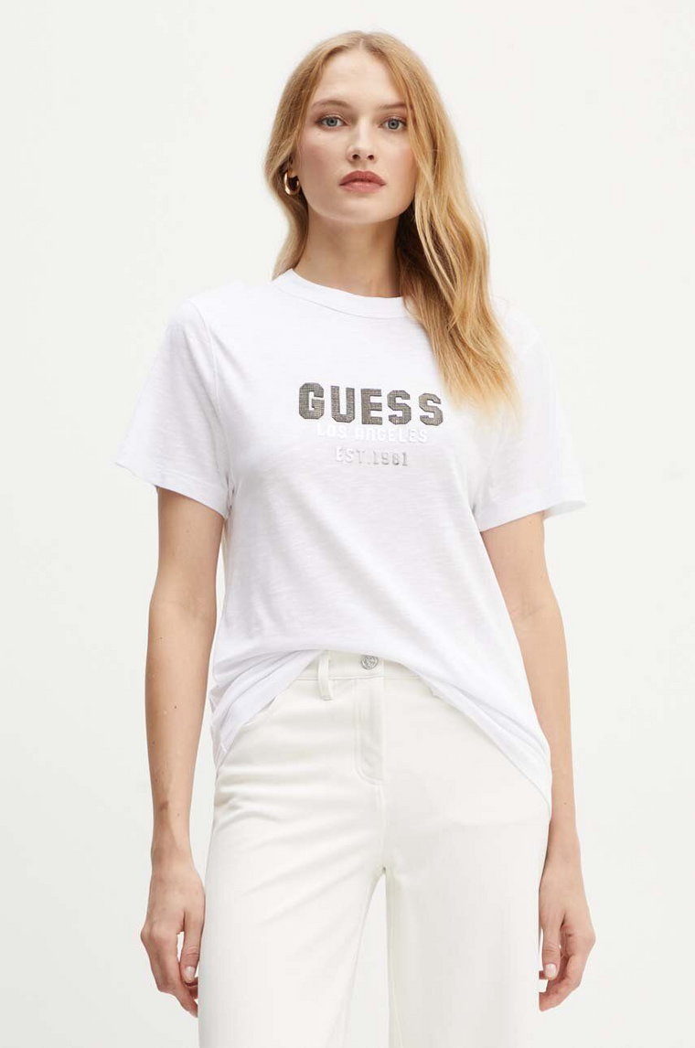 Guess t-shirt PYRAMIDE damski kolor biały W4YI35 KC8T0