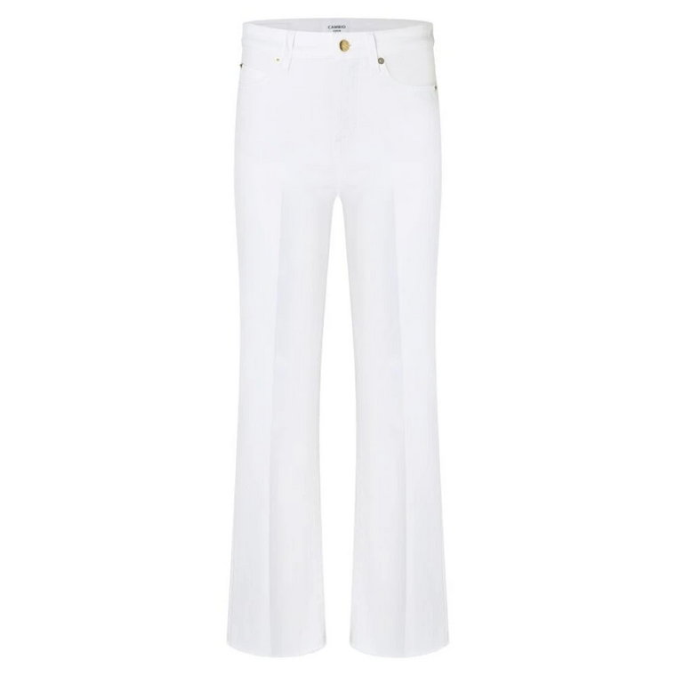 Białe Jeansy z Rozszerzanymi Nogawkami Cambio
