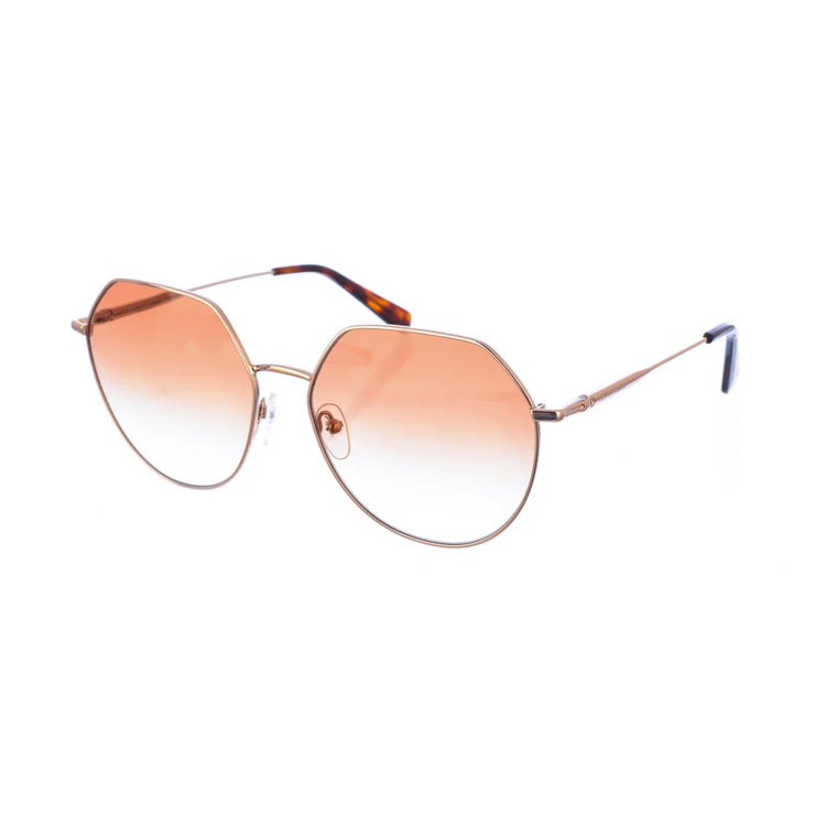 Brązowe Metalowe Okulary Przeciwsłoneczne z Owalnymi Soczewkami Longchamp